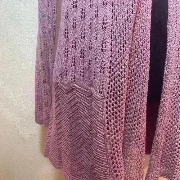 Elegant Mauve Open-Knit Cardigan by Belldini, Size XL - Picture 3 of 8